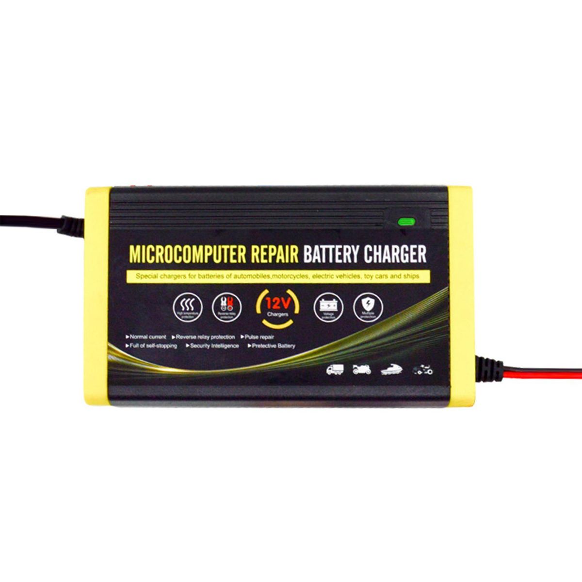 Car Battery Charger, 12V 6A Intelligent Repair Charger for Motorcycles, Cars, SUVs, Dry Batteries, Water Batteries, Lead Acid Batteries US Plug