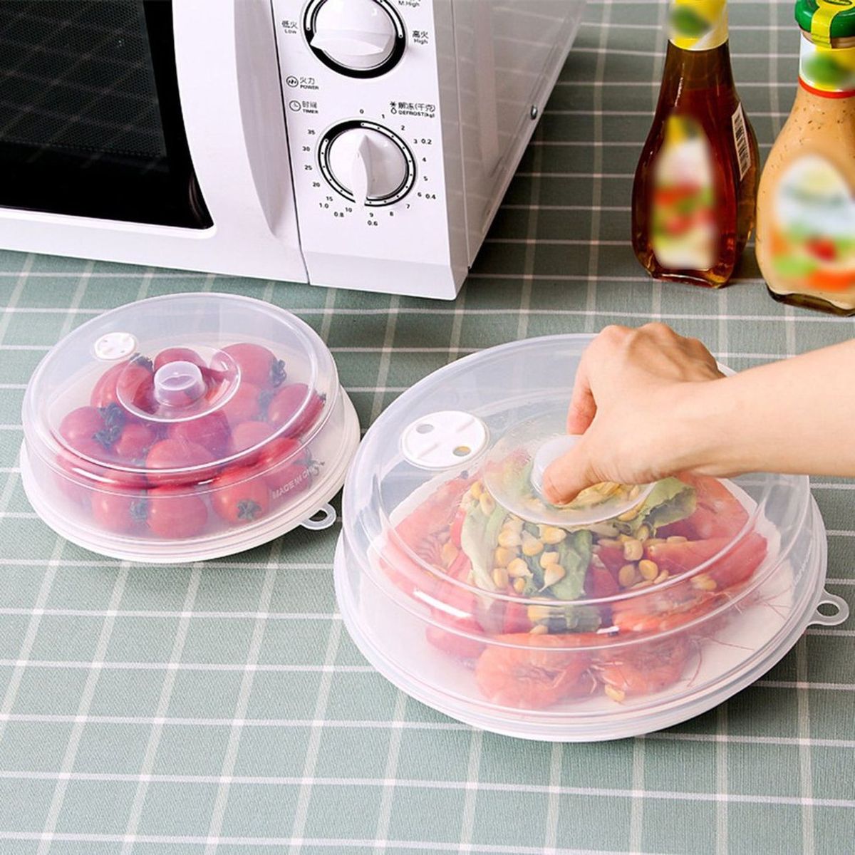 CO Large Microwave Splatter Cover With Steam Vents Fresh-keeping Plate Bowl-transparent