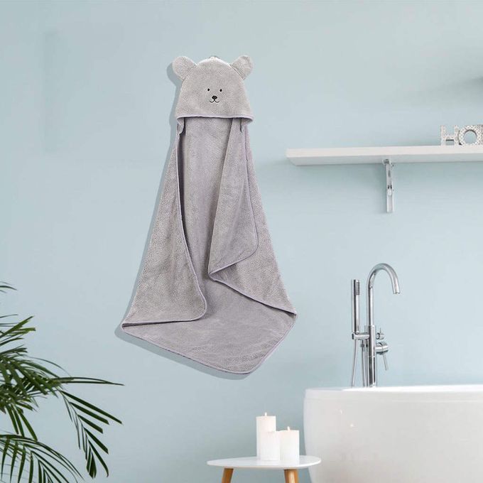 Baby Hooded Towel Bath Washcloths Soft Coral Fleece Beach Grey