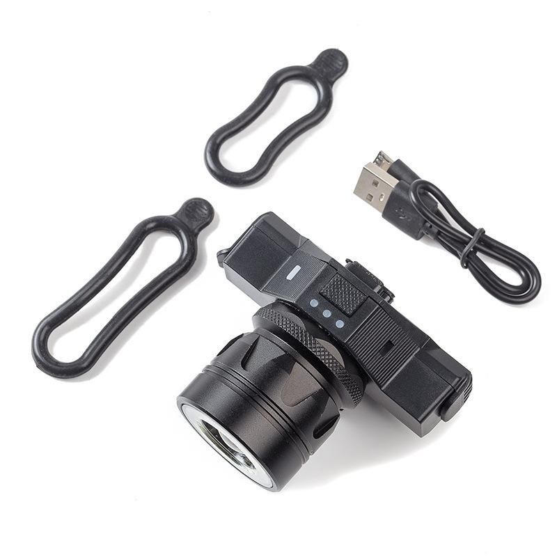 New T6 bicycle headlight warning light zoom aluminum alloy headlight riding light 300 lumens headlight detachable black