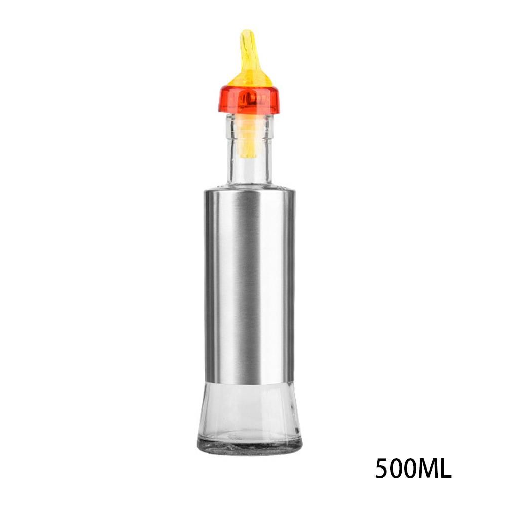 Glass Oil Bottle Stainless Steel Oil Pot Soy Sauce Bottle Kitchen Sulies Stainless Steel Edge Wraing Quick Delivery HLS