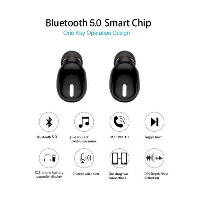 Mini Bluetooth 5.0 Earphone In-Ear Sport Headset Earbuds With Mic For Samsung Huawei