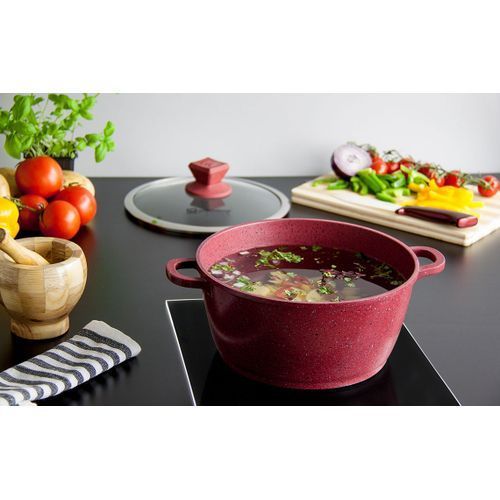 Marble Diecast Set 5pcs Non-stick Red Pot