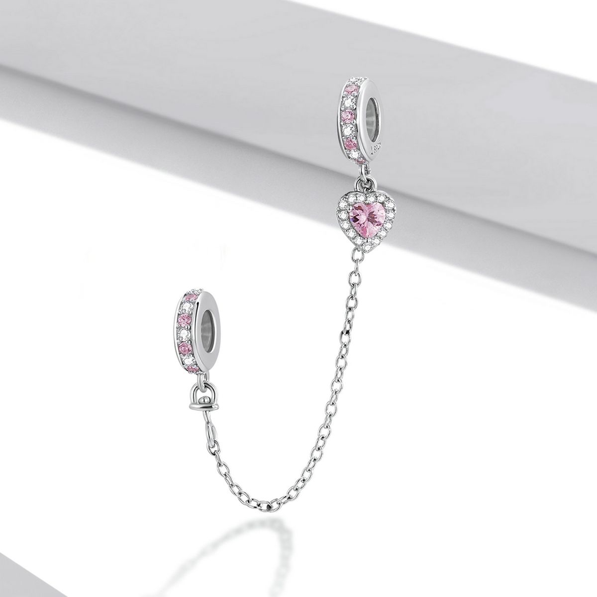S925 Sterling Silver Heart Zircon Safety Chain