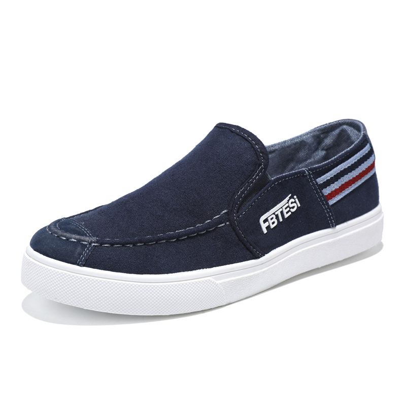 Mens Casual Sneaker Breathable Board Canvas Shoes - Dark Blue