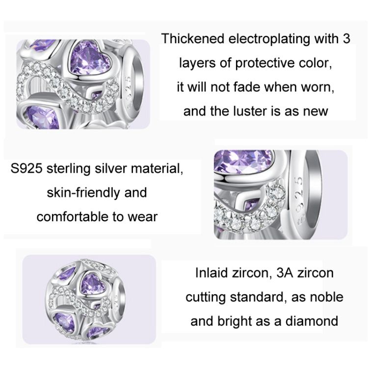 SCC2452 Love Infinity Heart Zircon Bracelet Beads