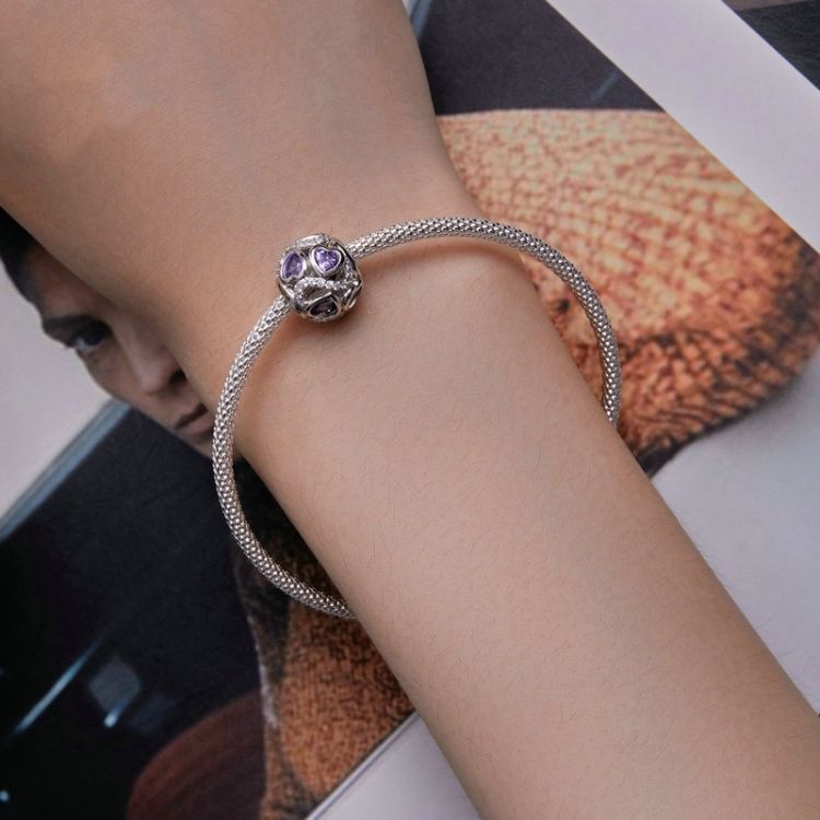 SCC2452 Love Infinity Heart Zircon Bracelet Beads