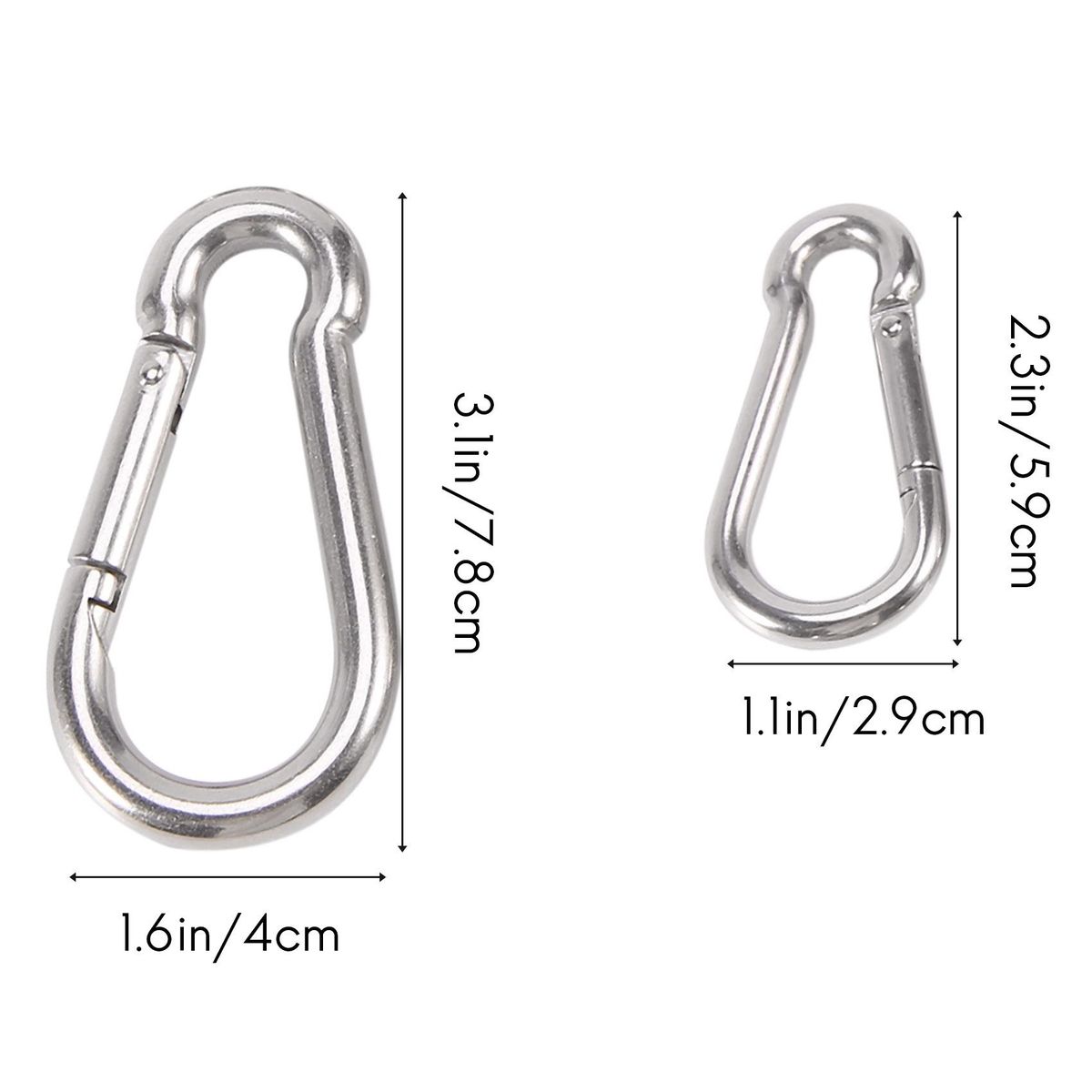 6Pcs Stainless Steel Spring Snap Hook Carabiner, Small