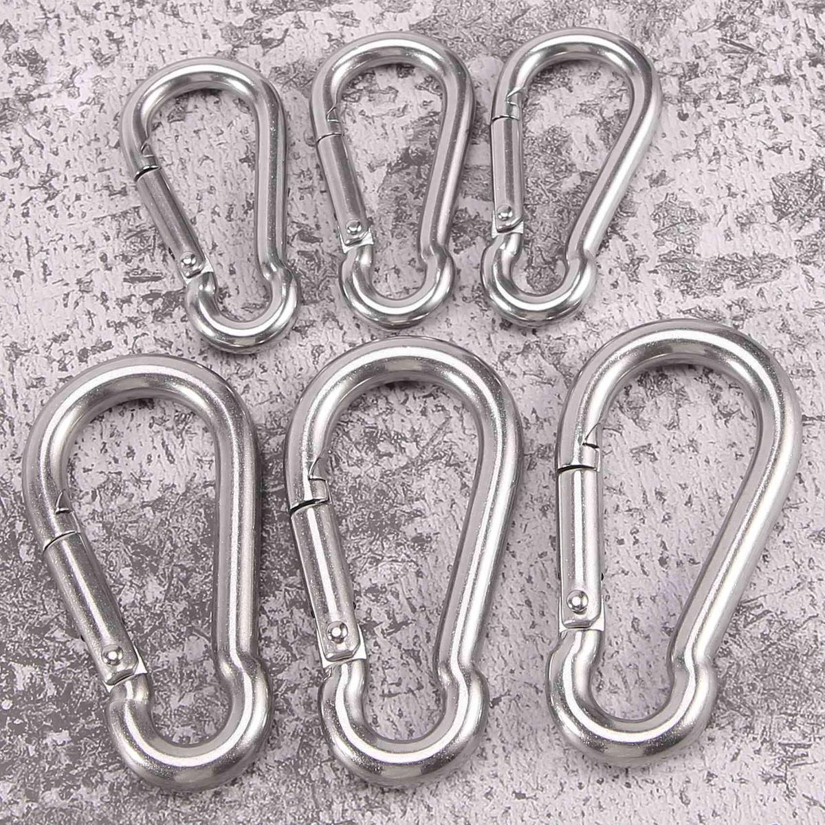 6Pcs Stainless Steel Spring Snap Hook Carabiner, Small
