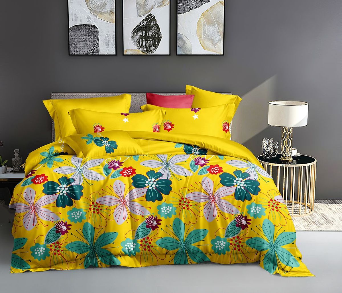 Flowered Bedsheet With 4pillowcases (NO DUVET)