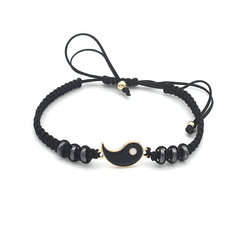2Pcs/Set Couple Yin-Yang Tai-Chi Bracelets For Best Friends Lovers -Gold