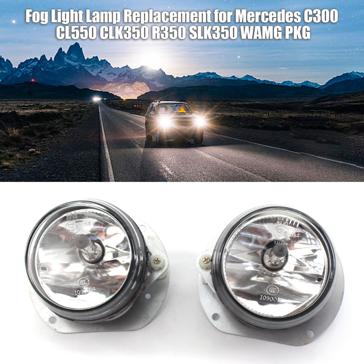 Left&Right Fog Light Lamp A2048202156/A2048202256 Replacement for Mercedes C300 CL550 CLK350 R350 SLK350 W/AMG PKG