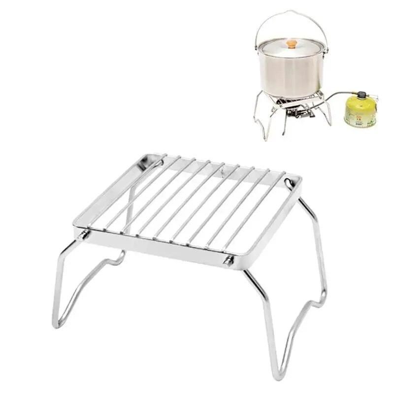 Stainless Steel Barbecue BBQ Grill Burner Stand Folding Mini Air Fryer Rack Grill Rack With Handbag for Camping Hiking Outdoor
