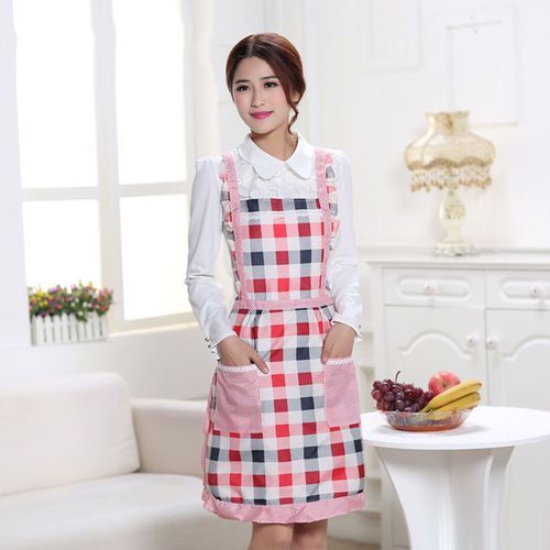 Plaid Print Kitchen Double Layer Anti-oil Aprons