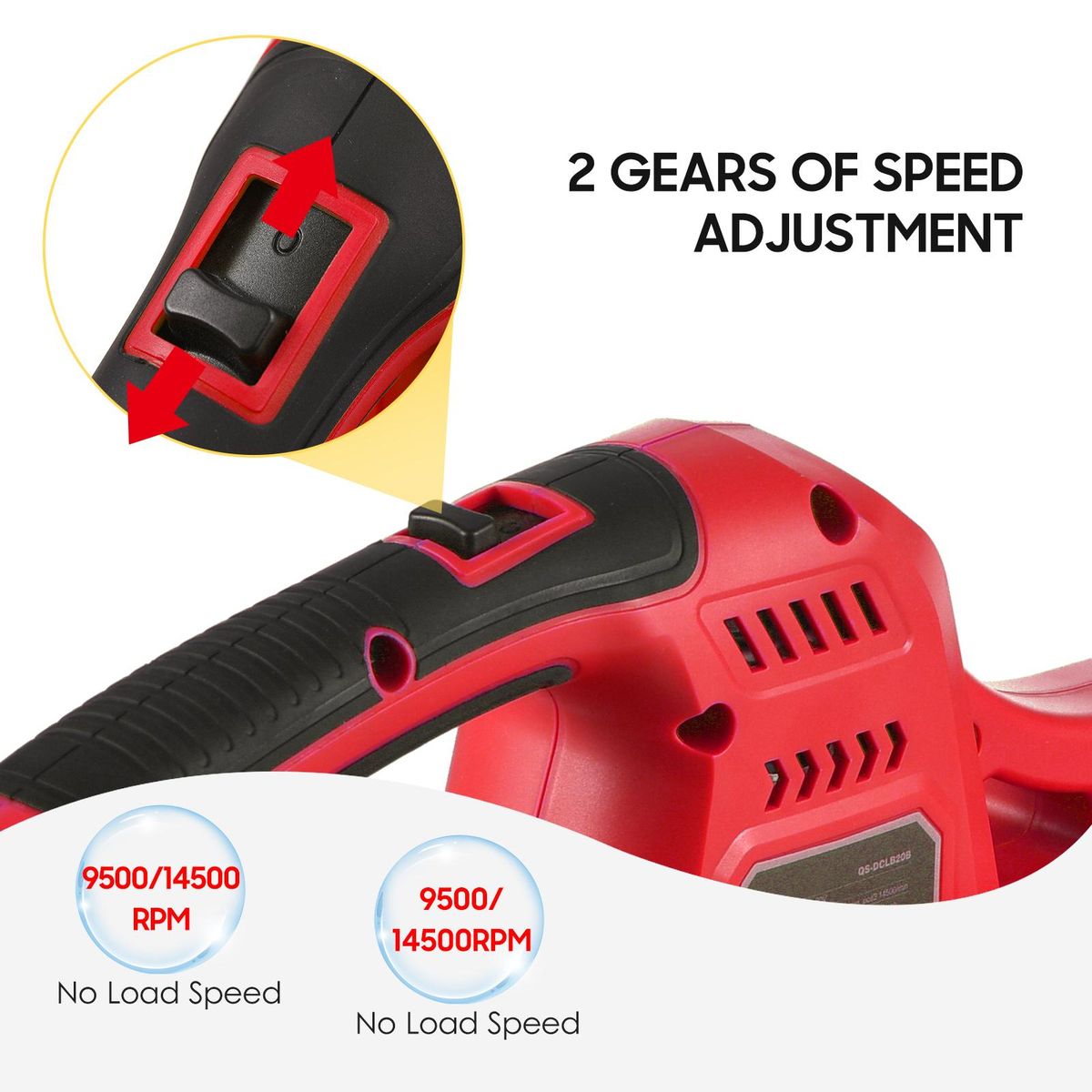 20V Cordless Electric Leaf Blower 2-Speed Control 60MPH/ 130MPH Portable Handheld Power Leaf Blower Sweeper with Extension Tubes 2.0Ah Battery Fast Charger for Gutter Yard Lawn Path Jobsite RED UK