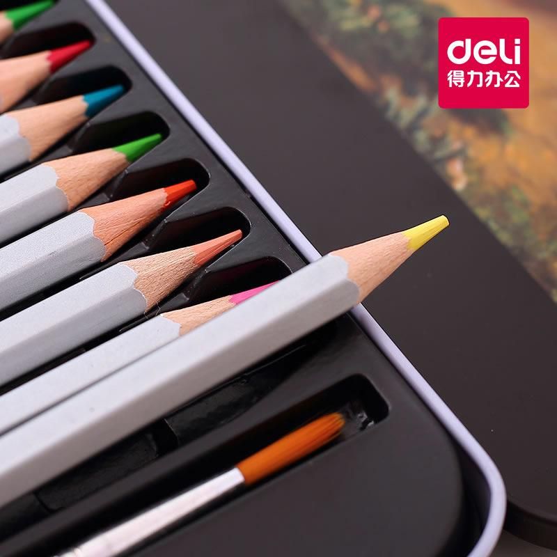 Color Pencil Water-Soluble 72 Color Professional Hand-Painted Deli for Students Beginners 24/36/48 Color Iron Box Color Lead