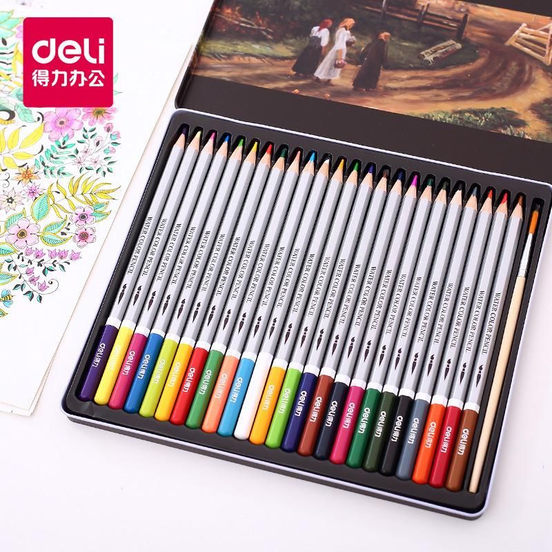 Color Pencil Water-Soluble 72 Color Professional Hand-Painted Deli for Students Beginners 24/36/48 Color Iron Box Color Lead