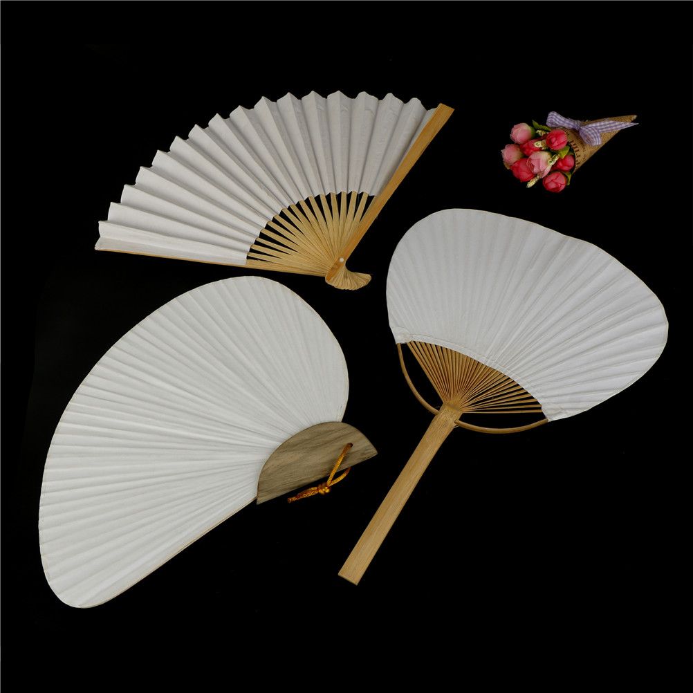 1pc A;23*13cm.B:38*24.5cm,C:25.5*20cm Elegant White Party Hand Favors Sizes Folding 3 Paper Fan Wedding