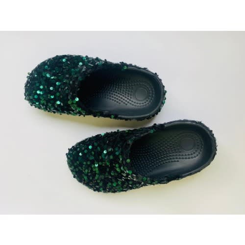 Bling Custom Clogs With Sequence Design - Black/Green
