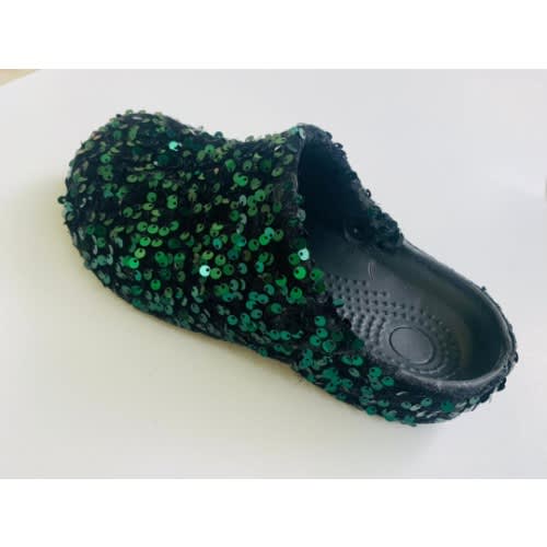Bling Custom Clogs With Sequence Design - Black/Green