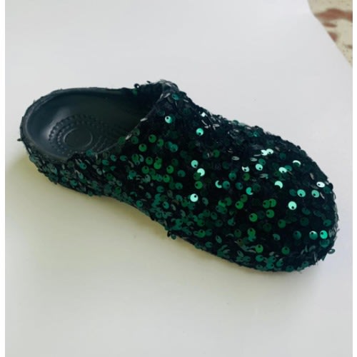 Bling Custom Clogs With Sequence Design - Black/Green