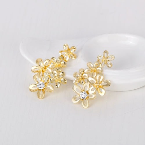 Magnificent Rhinestone Women Wedding Necklace Jewelry Set - Gold