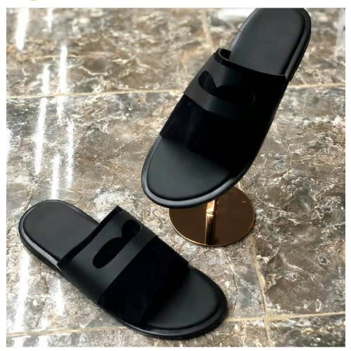 Male Suede Cover Slippers - Black