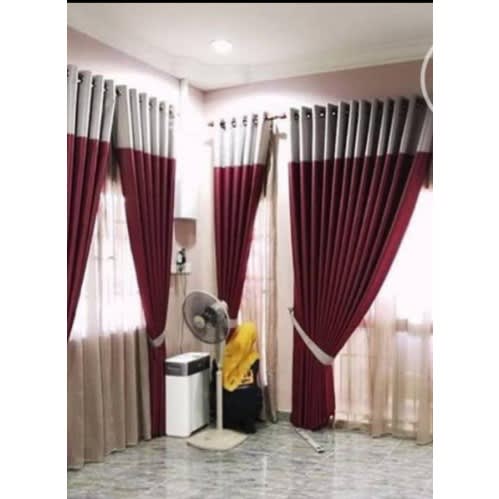 Window Curtains -Set Of 2 - Red