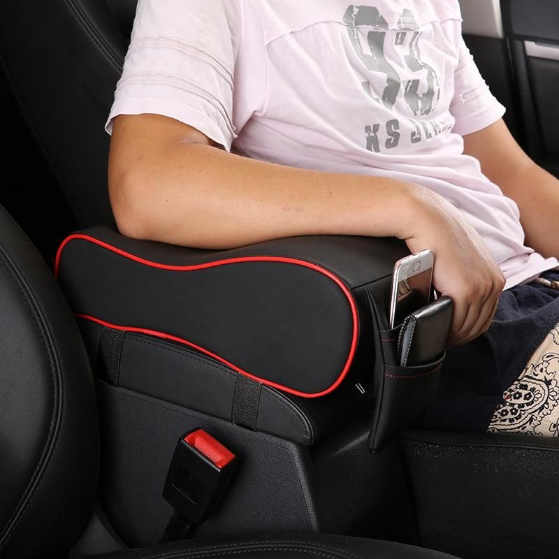 Car Armrest Cushion- Breathable Car Armrest Box Mat(Black +