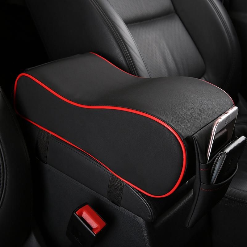 Car Armrest Cushion- Breathable Car Armrest Box Mat(Black +