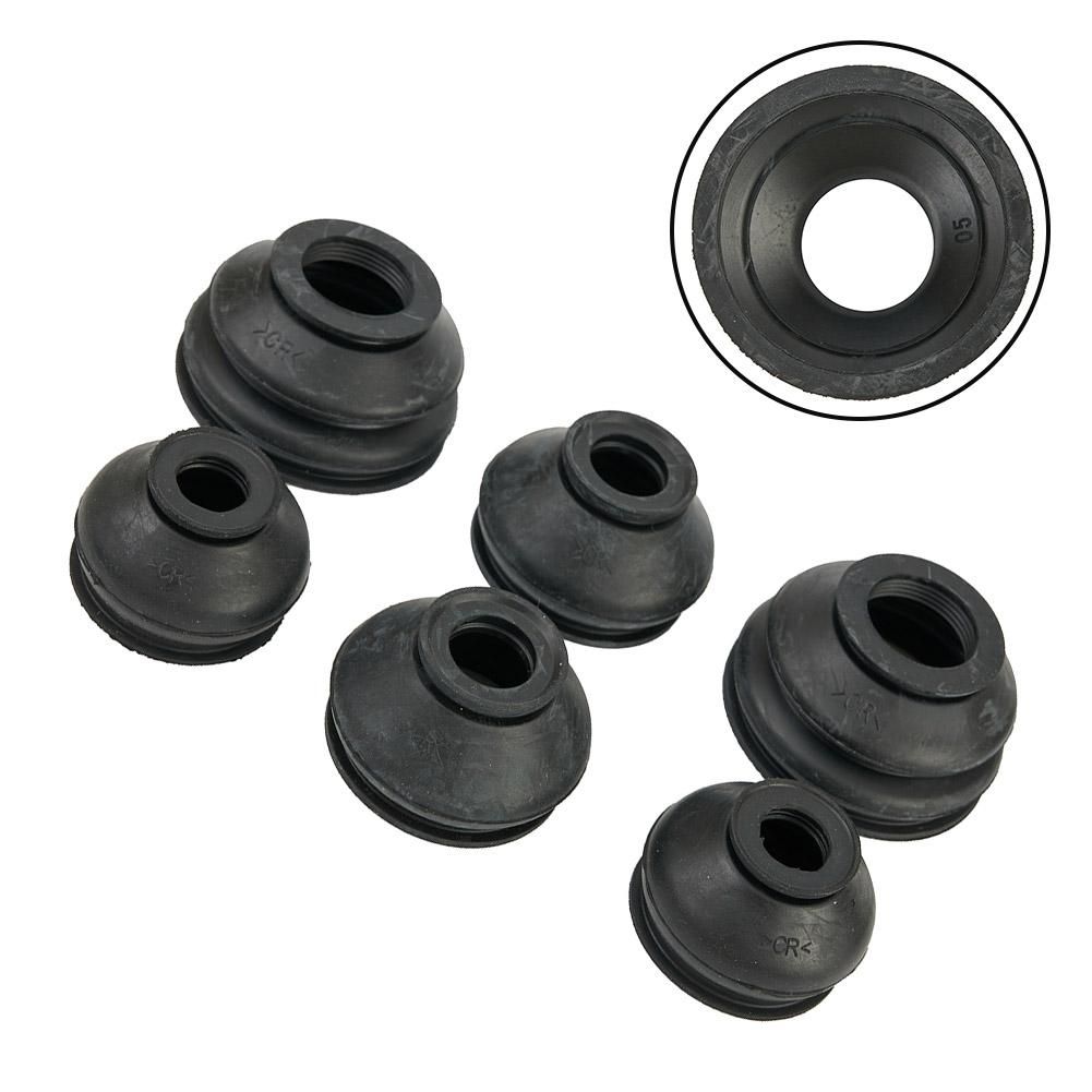 6PCS Turn To Rod Arm Ball Head Dust Protection Rubber Cover Dust Cover Boot Set Black Ball Joint Boot Universal Car Accessories