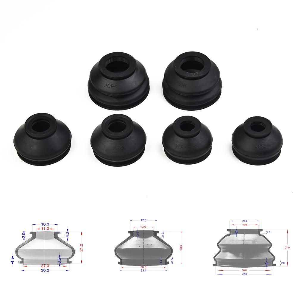 6PCS Turn To Rod Arm Ball Head Dust Protection Rubber Cover Dust Cover Boot Set Black Ball Joint Boot Universal Car Accessories