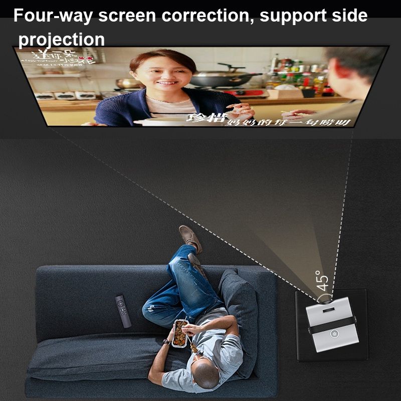 Q3 4K Mobile Phone Projector Home Office Integrated Projector,EU Plug,Version: Same Screen Version
