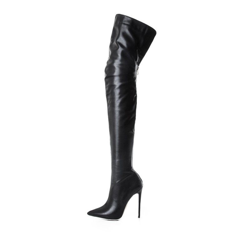 Women Over The Knee Boots Female Zip Sexy Black Long Boots Woman Thin Heel Ladies Pointed Toe Party Boots Women's Autumn Shoes88(#Black)