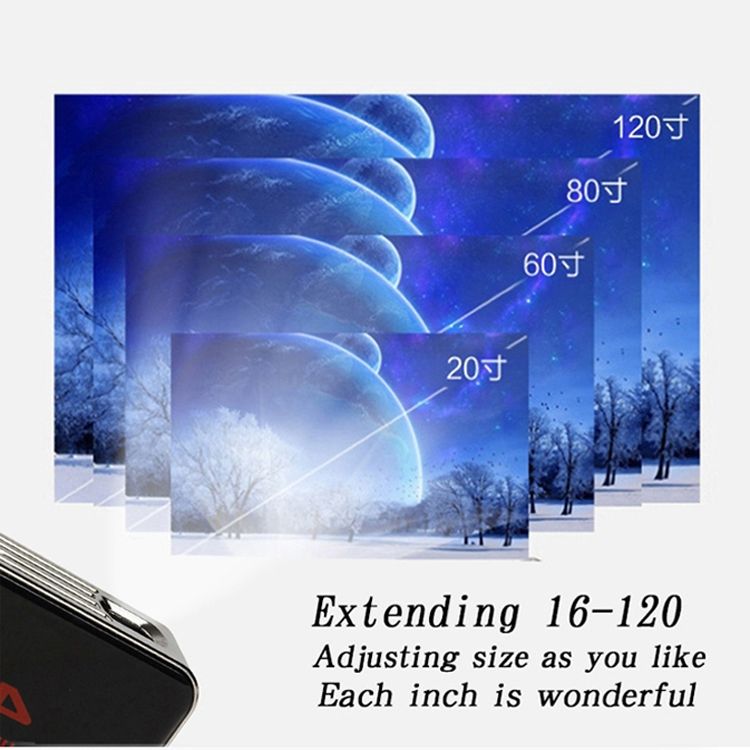 C6 1G+8G Android System Intelligent DLP HD Mini Projector Portable Home Mobile Phone Projector: US Plug (Black)
