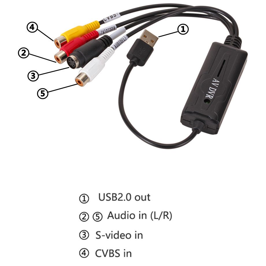 AVA To USB 2.0 Cable Adapter Converter Audio Video Capture Card Adapter PC CableS For TV DVD VHS Capture Device