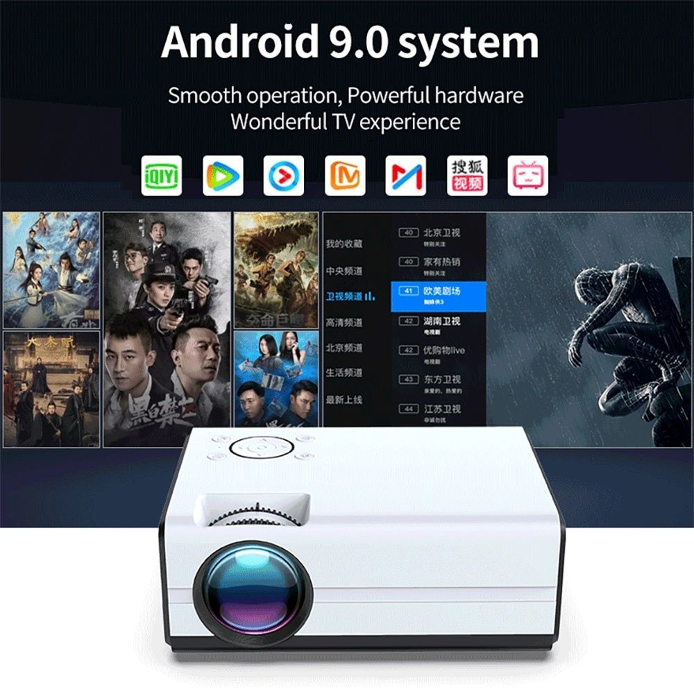Y5 800x480P 80 ANSI Lumens Portable Home Theater LED HD Digital Projector, Android 9.0, 1G+8G, UK Plug