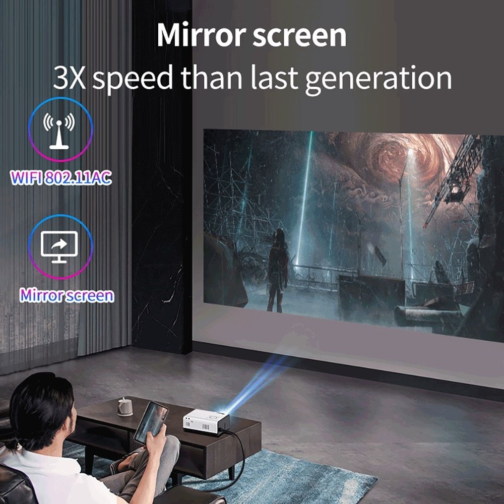 Y5 800x480P 80 ANSI Lumens Portable Home Theater LED HD Digital Projector, Android 9.0, 1G+8G, UK Plug