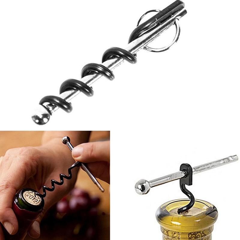 Cap Opener Mini Pocket Red Wine Bottle Corkscrew Beer Creative Multifunctional Stainless Steel Keychain Key Ring Bottle Opener