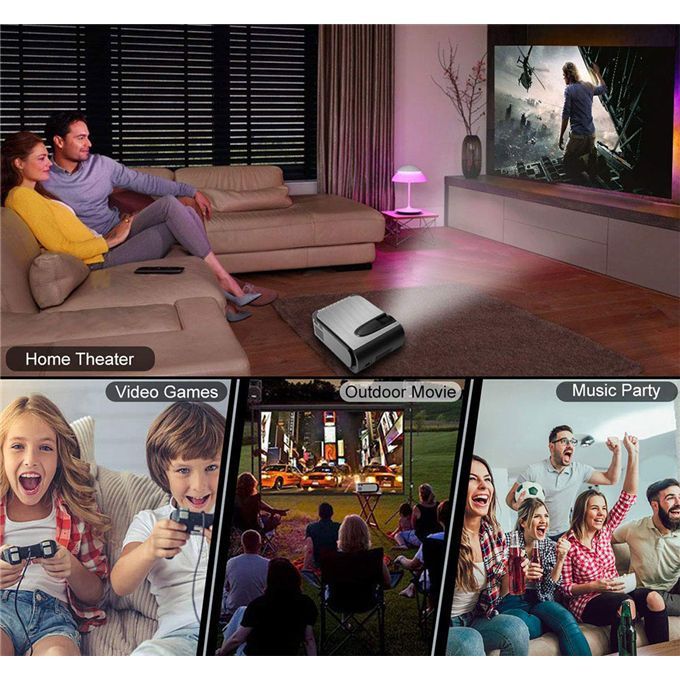 Max 250 "HD Large Screen TV LED Projector 2200 Lumens LED Video Home Cinema WIFI