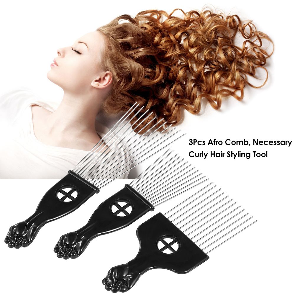 Bestauty 3Pcs Metal Afro Comb African American Pick Comb