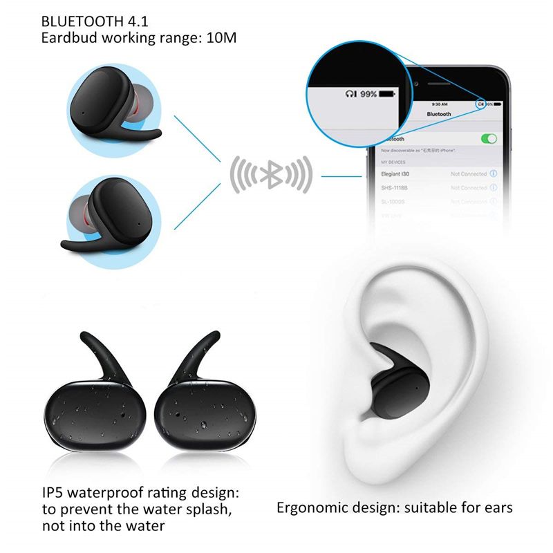 Y30 Wireless Headsets Bluetooth Earphone 5.0 In-ear Earbuds Fingerprint Touch