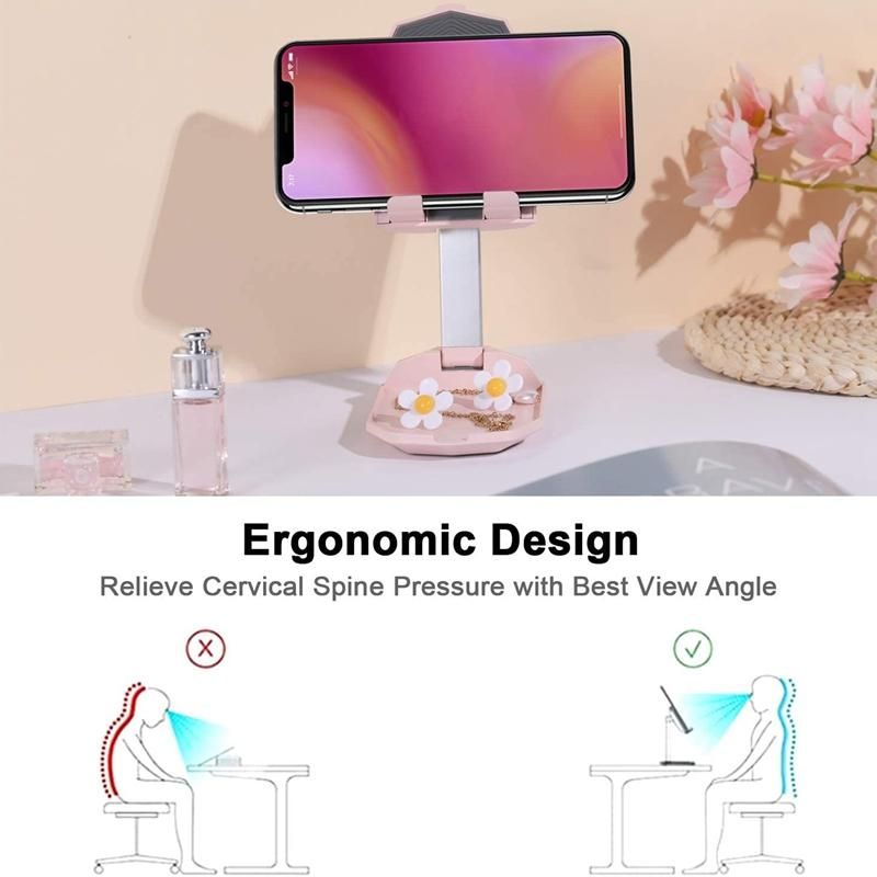 Cell Phone Stand for Desk,Cute Adjustable Cell Phone Holder Fully Foldable Portable Phone Dock Hands