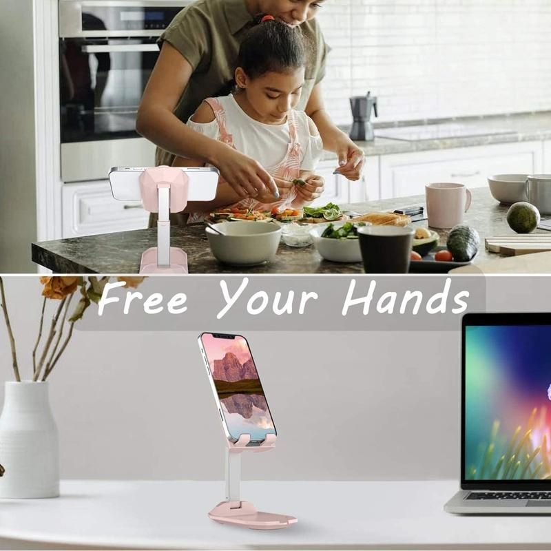 Cell Phone Stand for Desk,Cute Adjustable Cell Phone Holder Fully Foldable Portable Phone Dock Hands