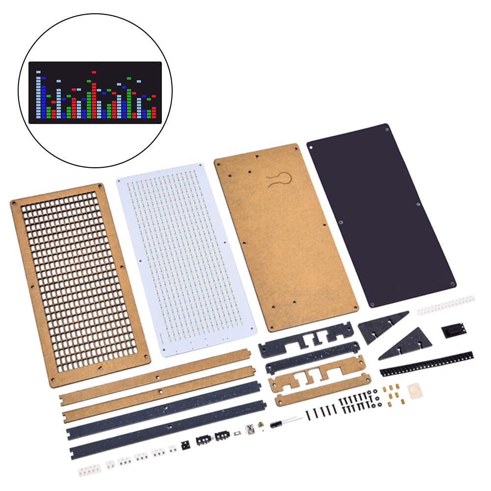 HU-008 LED Music Spectrum Production Kit Section 2416 Rhythmic Detonating Flash Parts DIY Welding DSP Decoding Algorithm Clock Display DIY Tool Soldering Practice Set Home Household (5 Display Colors Optional)