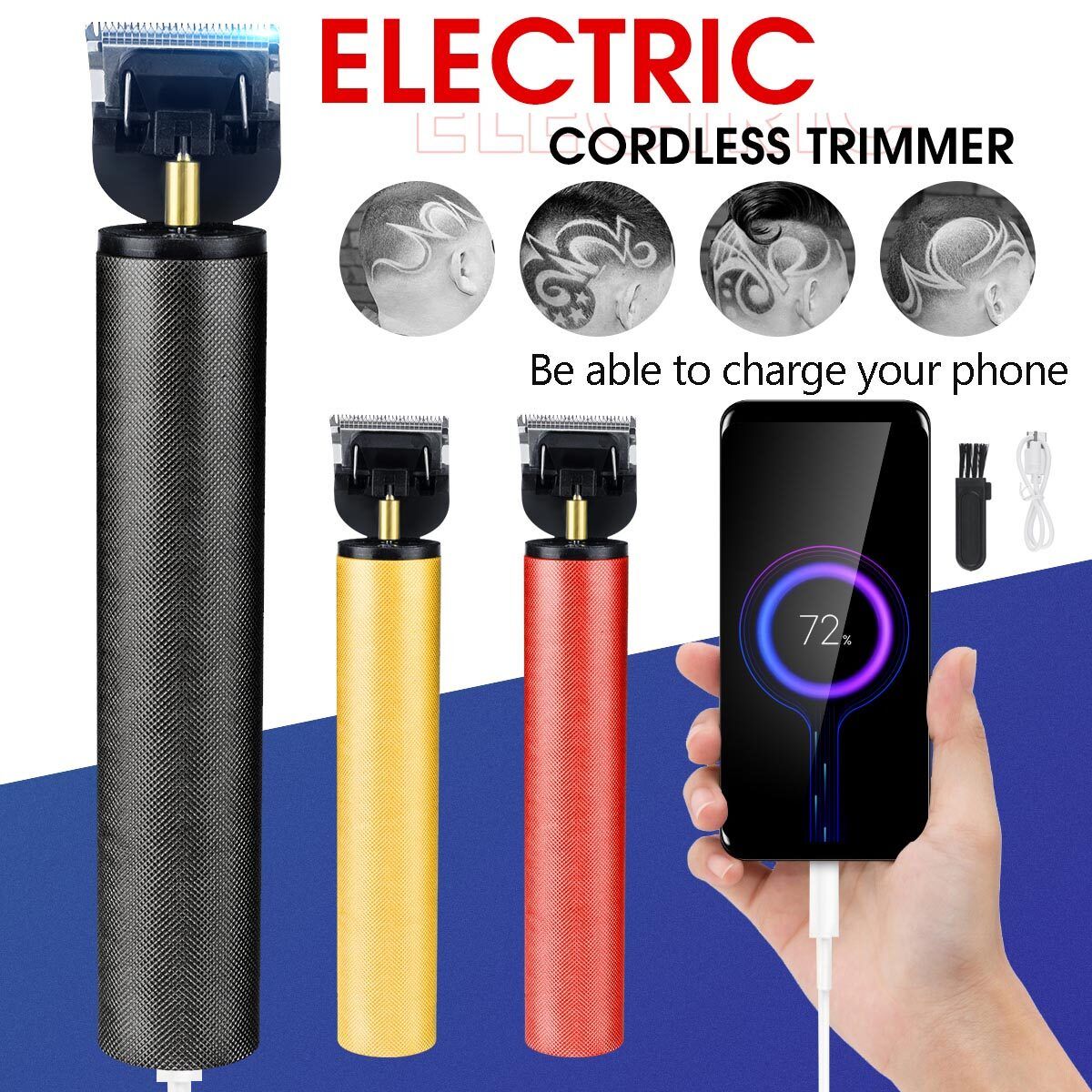 Men Professional Hair Clippers Electric Hair Trimmer Hair Machine Barber Be Able To Charge Mobile Phone Red