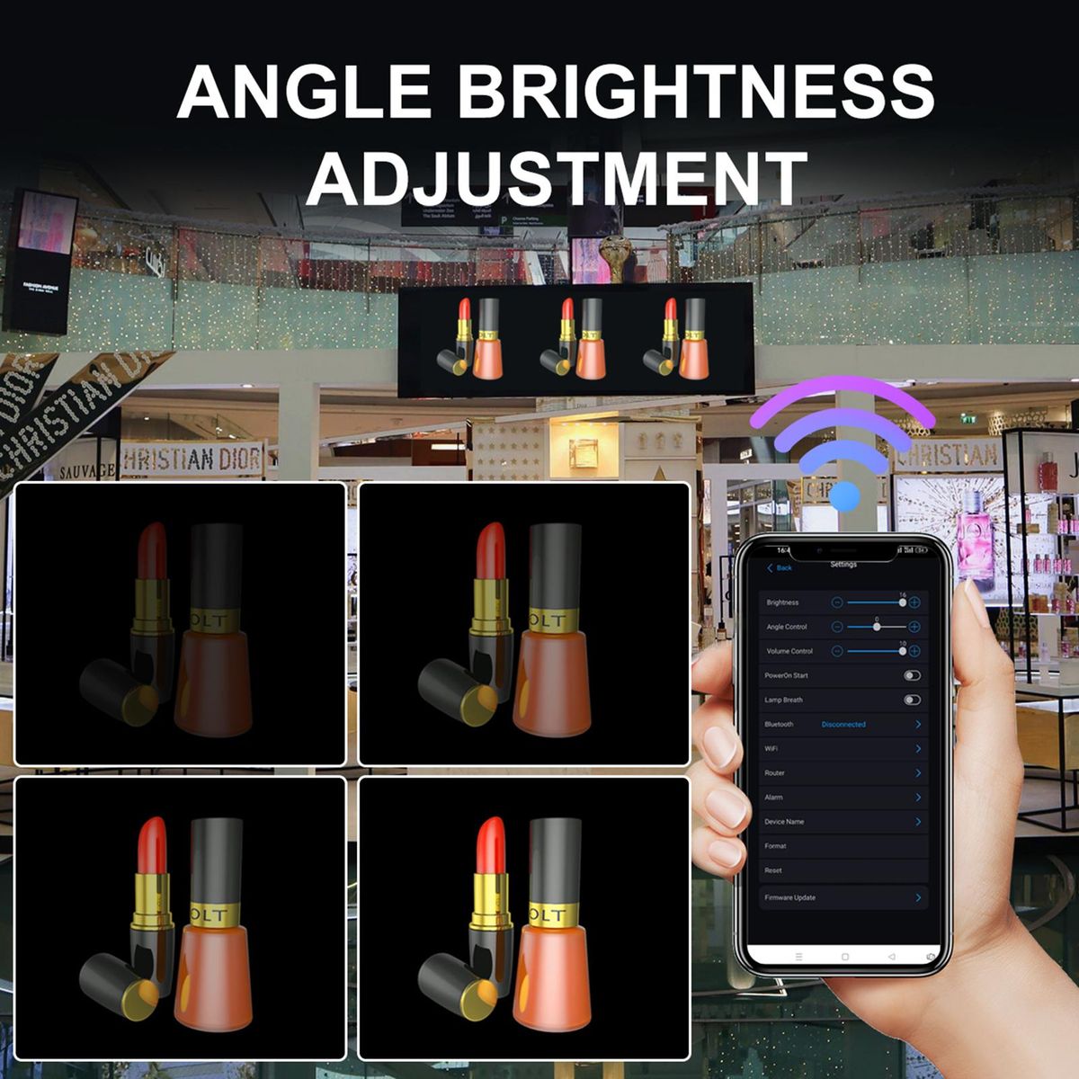 P62 3D Hologram Projector Advertising Display Fan Wall-mounted Player 3D Naked Eye 2K HD LED Photo Video Fan with 722pcs LED Light Beads Remote Control Sign Real-time Screen Display for Business Shop Store Bars Exhibition Ent