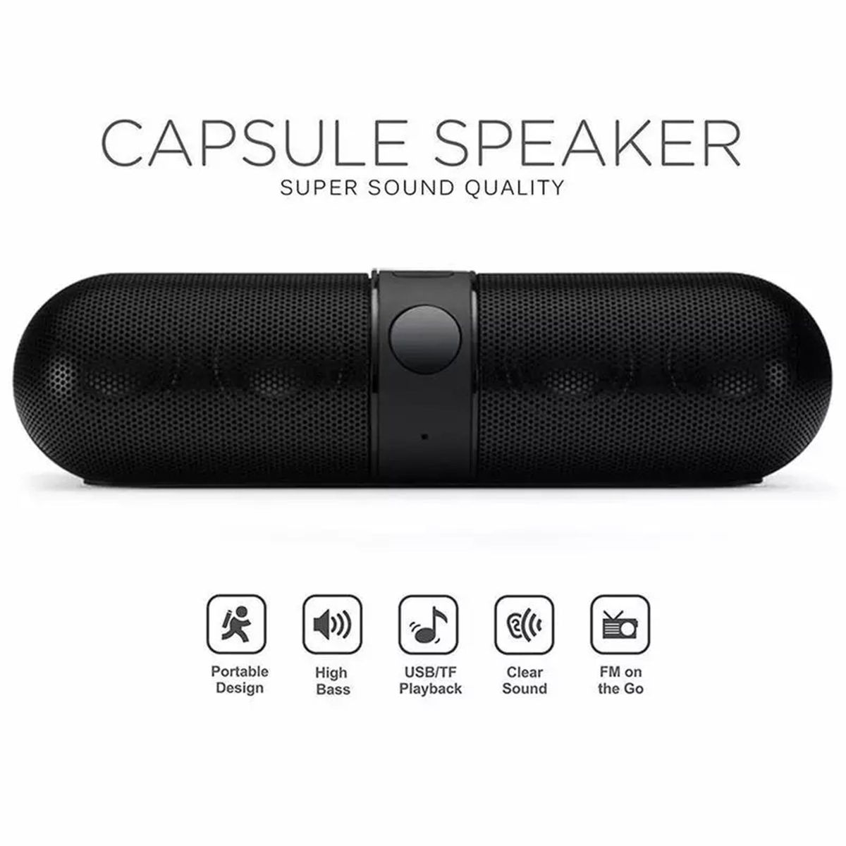 Portable Bluetooth-compatible Stereo Speaker Outdoor-Black