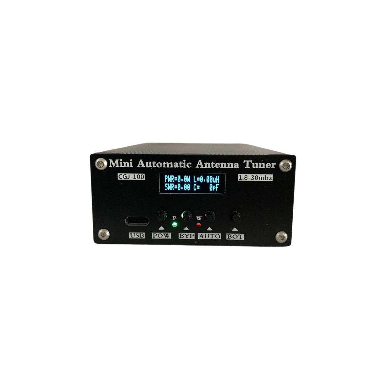 CGJ-100 18-30MHz Mini Automatic Antenna Tuner with 091inch OLED Display for 5-100W Shortwave Radio Stations