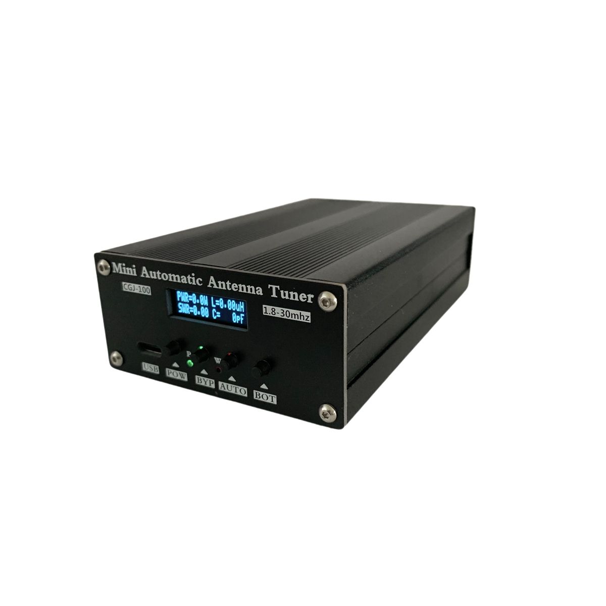 CGJ-100 18-30MHz Mini Automatic Antenna Tuner with 091inch OLED Display for 5-100W Shortwave Radio Stations